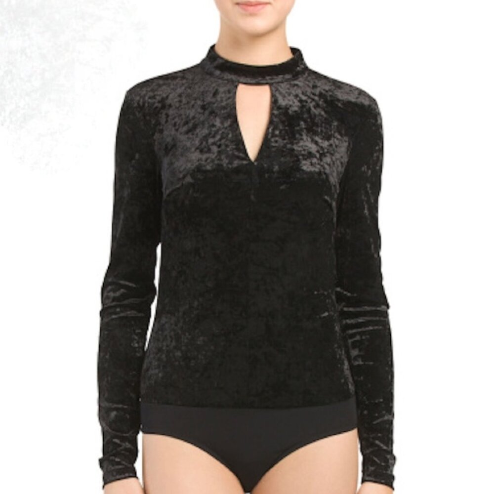 a. moss Crushed Velvet Long Sleeve Bodysuit